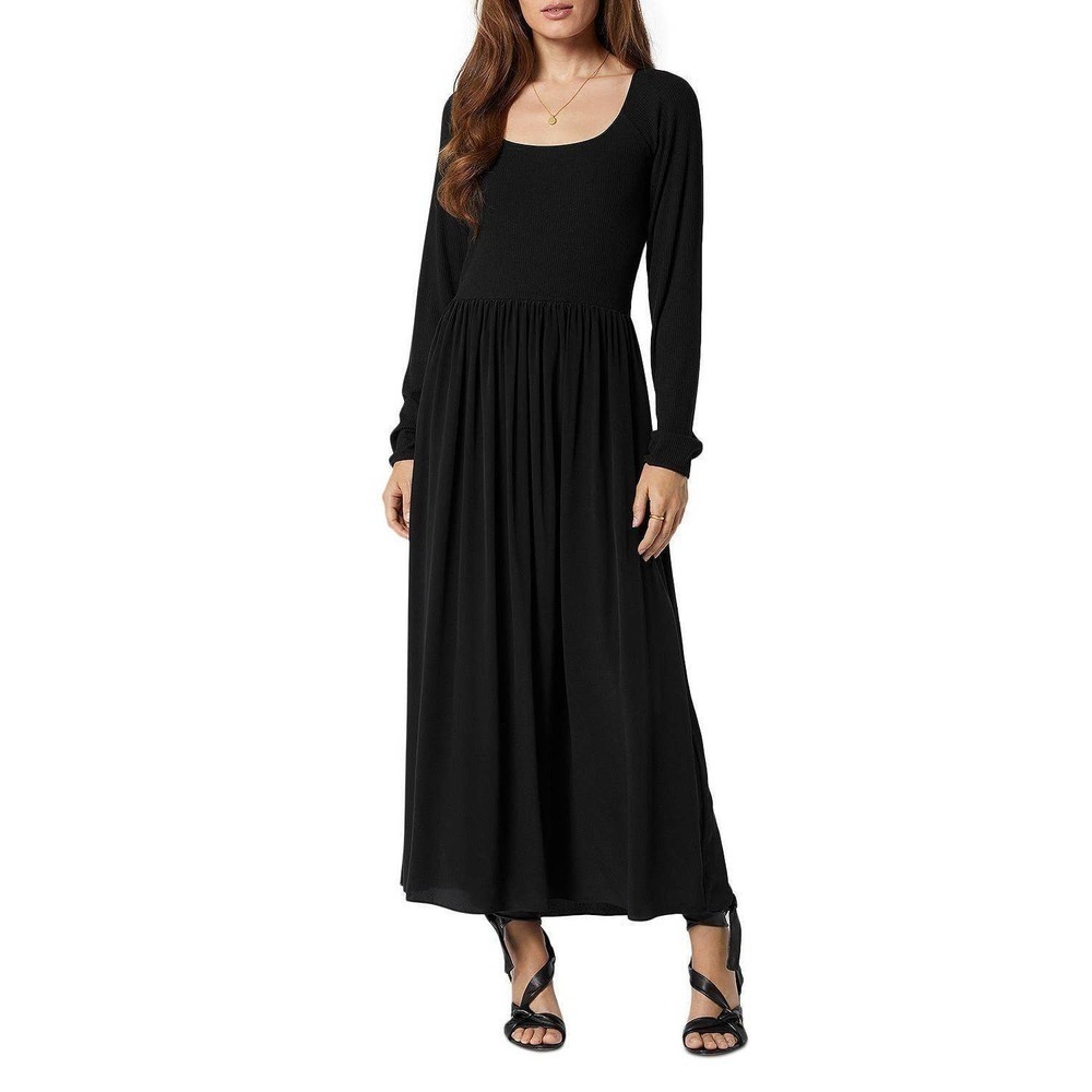 Joie Women's Black 100% Silk Square Neck Maxi Dress Size M NWT